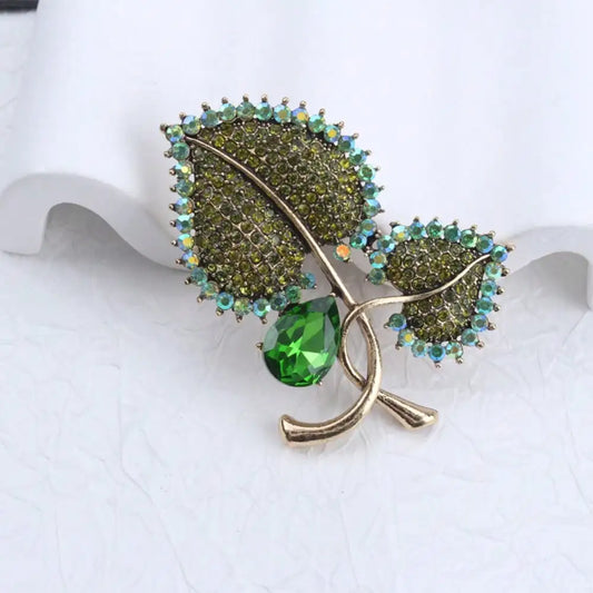 1pc Elegant Rhinestone Leaf Women's Brooch & Pin Jewelry - Retro Elegant, Unique Design, for Scarves/Wedding Parties, Ideal Gift
