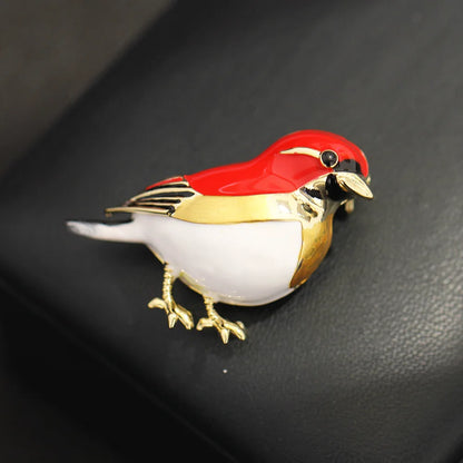 Baroque Luxury Beautiful Red Bird Design Men's Women's Brooch Pins，Jewelry Accessories, Wedding Holiday Party CoupleSurpriseGift