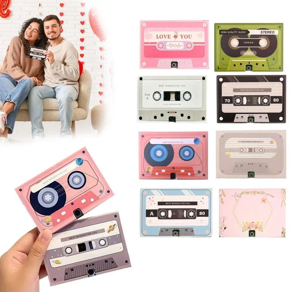 Voice Recordable Greeting Card 60 Seconds Recording Time Message Recorder Cassette Recording Voice Tape Greeting Card