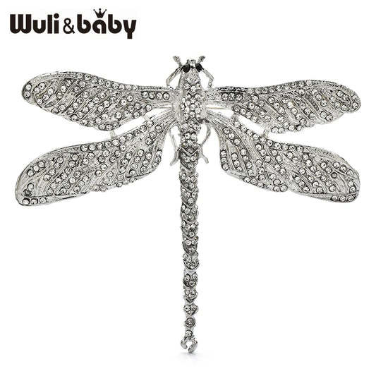 Wuli&baby Charming Huge Dragonfly Brooches Rhinestone Shining Insects Brooch For Women's Clothes Winter Coat Pins Gifts