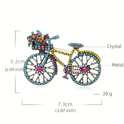 Fashion Women Men Vintage Baroque Bicycle Flower Full Crystal Badges Pins Palace Unisex Exquistie Bike Jewelry Accessories