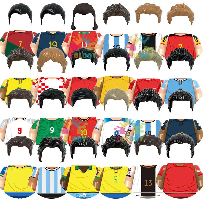 Kids Toys World Famous Football Stars Building Blocks Sport Player Mini Action Figures Golden Cup Toys For Boys Birthdays Gifts
