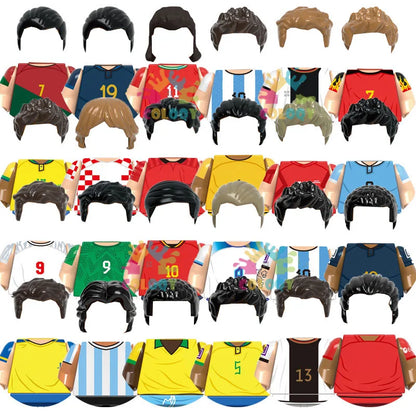 Kids Toys World Famous Football Stars Building Blocks Sport Player Mini Action Figures Golden Cup Toys For Boys Birthdays Gifts