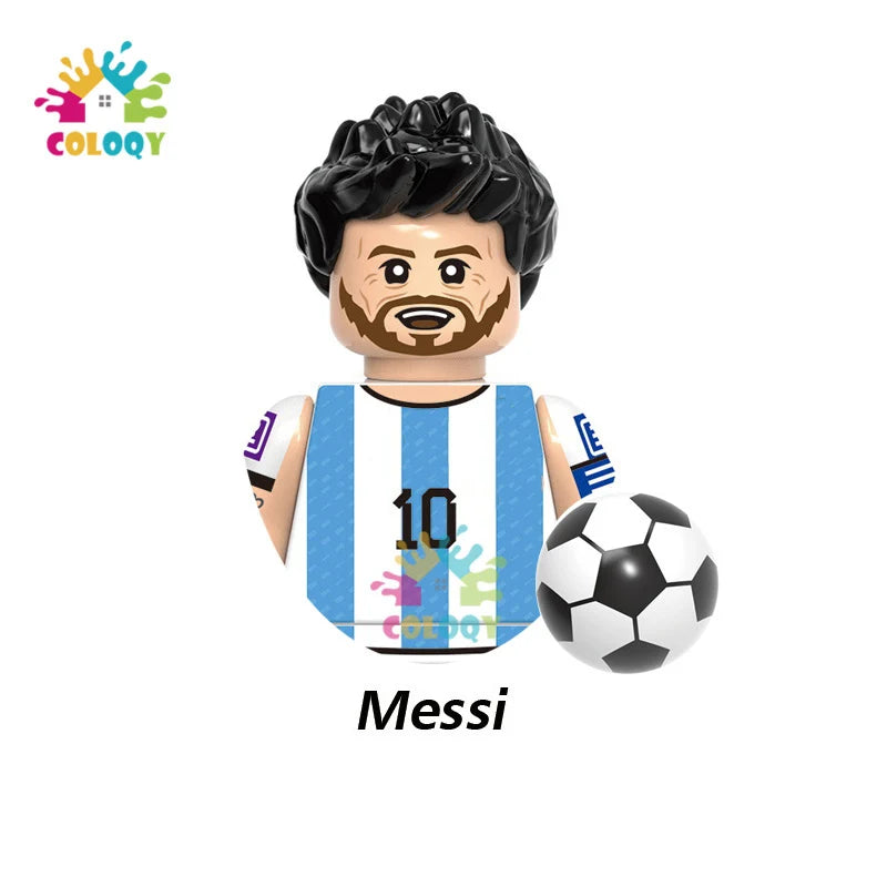 Kids Toys World Famous Football Stars Building Blocks Sport Player Mini Action Figures Golden Cup Toys For Boys Birthdays Gifts