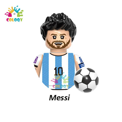 Kids Toys World Famous Football Stars Building Blocks Sport Player Mini Action Figures Golden Cup Toys For Boys Birthdays Gifts