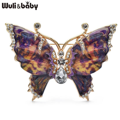Wuli&baby Realistic Butterfly Brooches 4-color Alloy Enamel Insects Brooch For Women's Clothes Bags' Pins Gifts