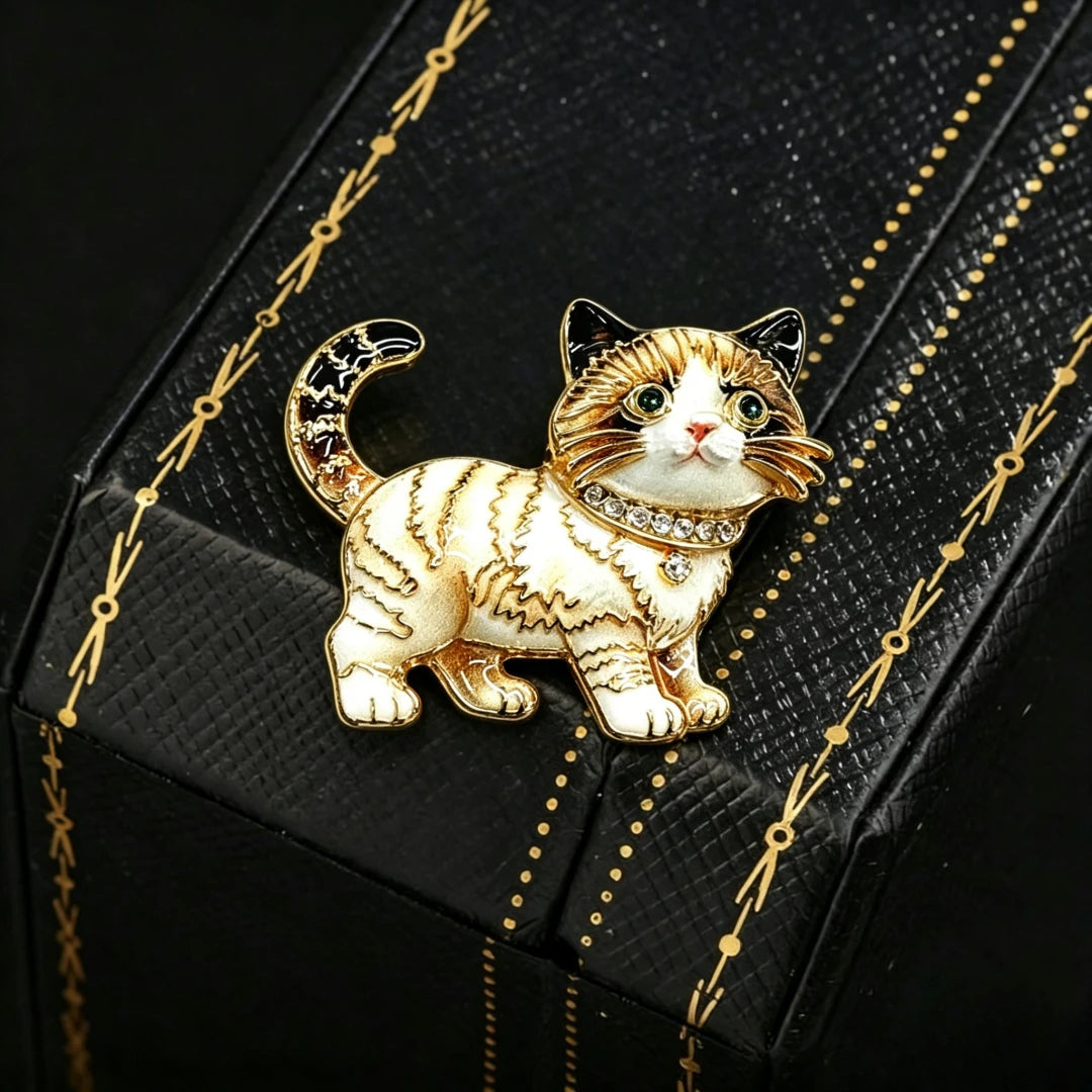 Baroque Luxury Cartoon Cat Animal Design Brooches for Men and Women, Jewelry, Fashion Accessories, Wedding, Holiday, Party Gifts