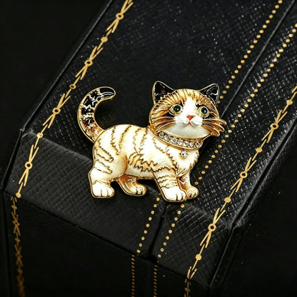 Baroque Luxury Cartoon Cat Animal Design Brooches for Men and Women, Jewelry, Fashion Accessories, Wedding, Holiday, Party Gifts