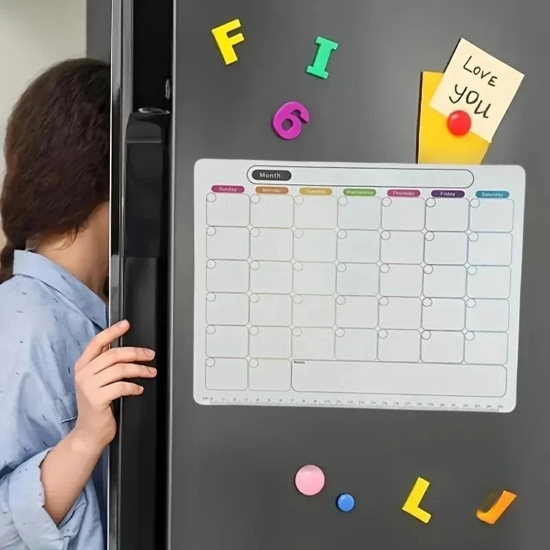 A Refrigerator Magnet ,Monthly And Weekly Planner, Magnetic Calendar Sticker, Soft Note Message Board