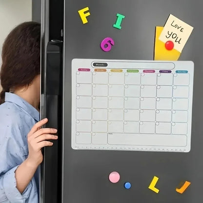 A Refrigerator Magnet ,Monthly And Weekly Planner, Magnetic Calendar Sticker, Soft Note Message Board