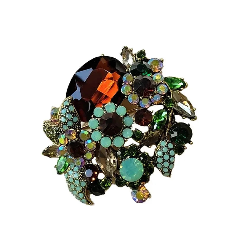 Women Style Stylish Flower Rhinestone Alloy Brooch Jacket Coat Jewelry