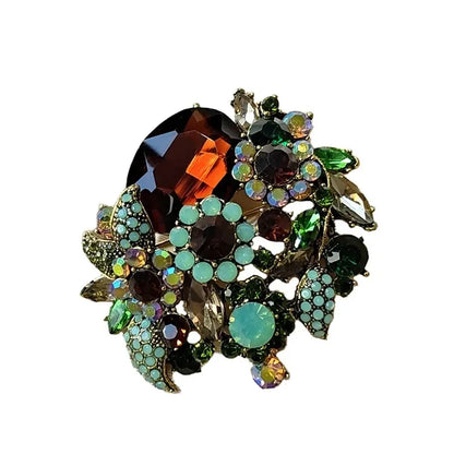 Women Style Stylish Flower Rhinestone Alloy Brooch Jacket Coat Jewelry