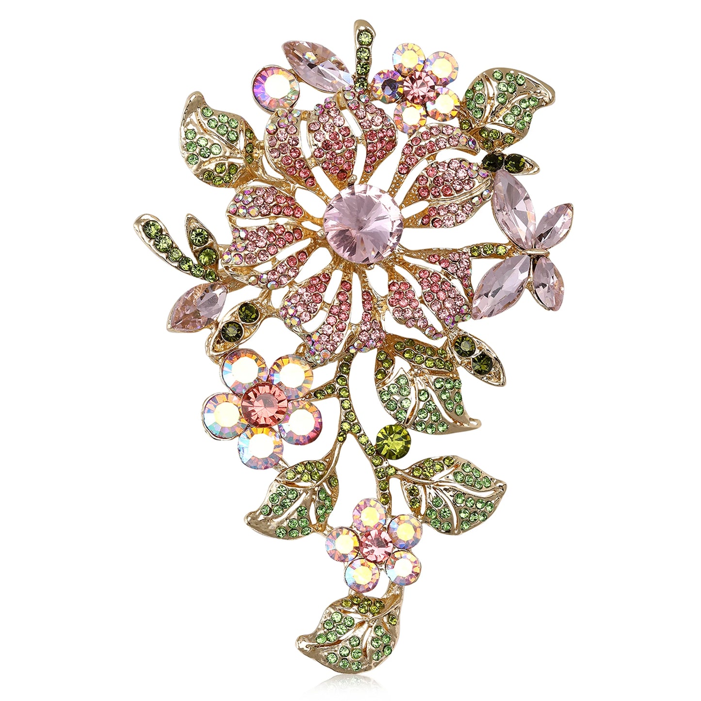 Beaut&Berry Luxury Crystal Glass Flower Brooches for Women Rhinestone Pins Friends Party Gifts Banquet Jewellery Accessories
