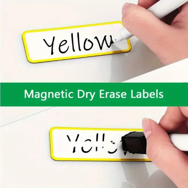 Magnetic Label Stickers Reusable Dry Erase Shelf Tag Stickers DIY Identification Classify Stickers for Stationery Office Storage