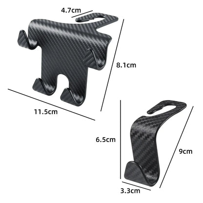 Car Seat Headrest Hook Carbon Fiber Mobile Phone Holder Car Vehicle Universal Holder Handbag Purse Coat Car Interior Accessories
