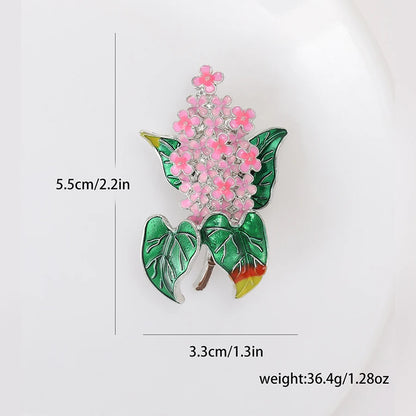 Enamel Hydrangea Brooches for Women Unisex Trendy Rhinestone Flower Pins Banquet Party Backpack Gifts Jewelry Accessories