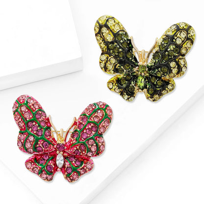 Beaut&Berry Classic Rhinestone Butterfly Brooches for Women Unisex Insect Pins Casual Party Jewelry Accessories Gifts Decoration