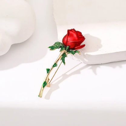 Stylish Charm Rose Brooch Shiny Rhinestone Flower Metal Women Brooch Lapel Pin Wedding Party Jewelry Accessories Gifts