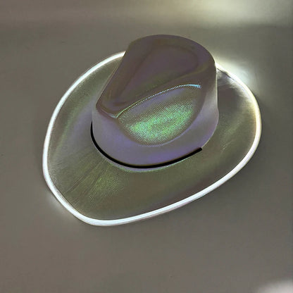 LED Glowing Cowgirl boy Hat Neon Luminous Bride Hat For Holiday Light Up Supplies Fluorescent Party Props Bachelorette Party Hat