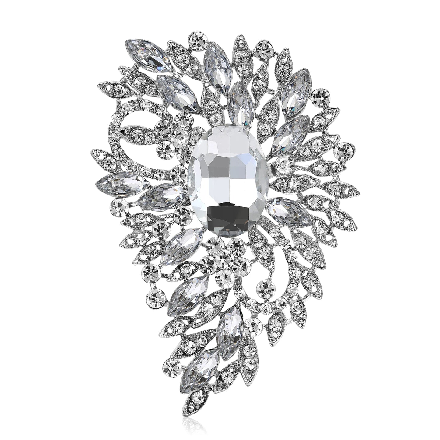 Beaut&Berry Luxury Crystal Large Glass Brooches for Women  Rhinestone Pins Friends Party Gifts Banquet Jewellery Accessories