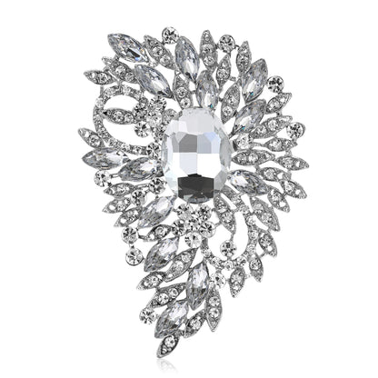 Beaut&Berry Luxury Crystal Large Glass Brooches for Women  Rhinestone Pins Friends Party Gifts Banquet Jewellery Accessories