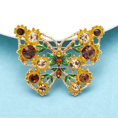 Wuli&baby Vintage Flower Butterfly Brooches For Women Unisex Cut-out Enamel Insects Party Casual Brooch Pins Gifts