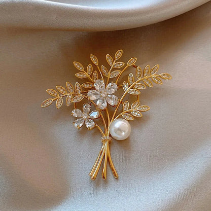 1PC Women's Fashion Trendy Flower Bouquet Brooches For Girls Elegant Unique Corsage Exquisite Pins Clothing Accessories Gifts