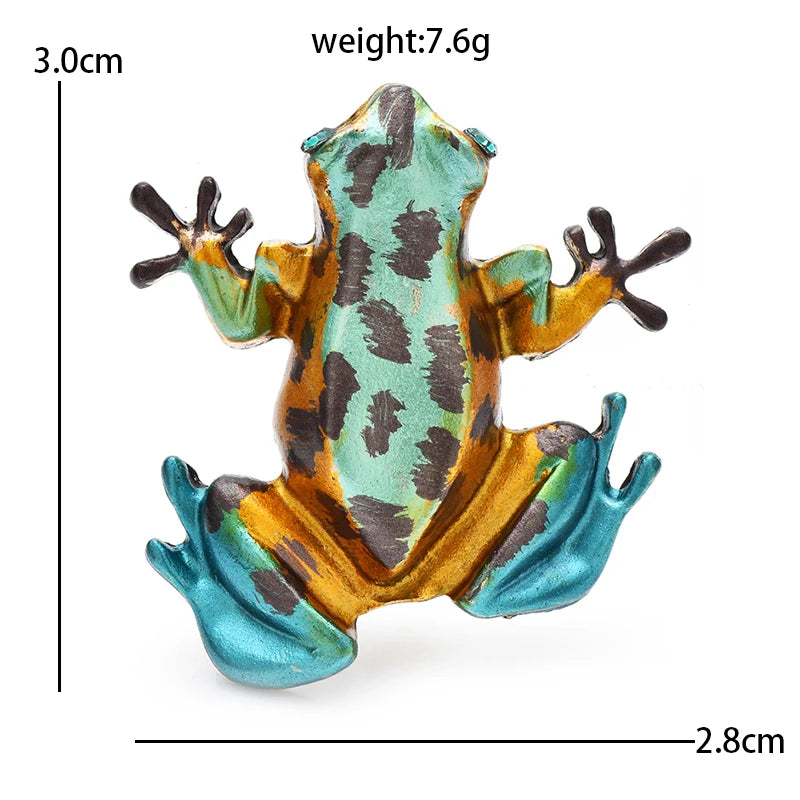 Wuli&baby Cute Enamel Frog Brooches For Women Unisex Vintage Animal Party Casual Clothes Brooch Pins Gifts