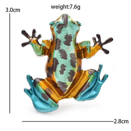 Wuli&baby Cute Enamel Frog Brooches For Women Unisex Vintage Animal Party Casual Clothes Brooch Pins Gifts