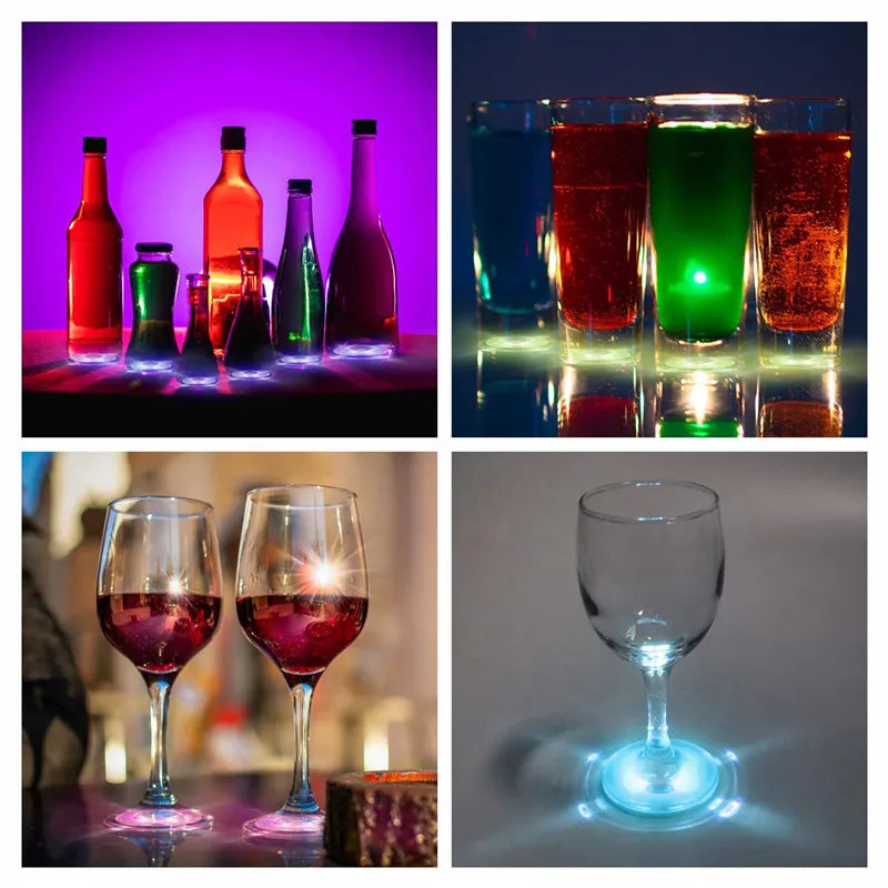 1/10/50pcs Luminous Coaster LED Bar Drinks Cup Pad Wine Liquor Bottles Coaster Atmosphere Light Cup Sticker Light-emitting Prop
