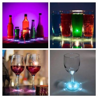 1/10/50pcs Luminous Coaster LED Bar Drinks Cup Pad Wine Liquor Bottles Coaster Atmosphere Light Cup Sticker Light-emitting Prop