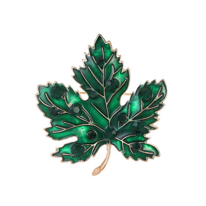 Exquisite Crystal Enamel Maple Leaf Brooch Pin for Women Plant Corsage Badge Wedding Jewelry Gifts