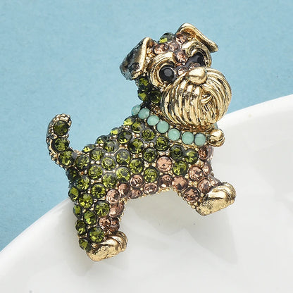 Wuli&baby Vintage Schnauzer Dog Brooches For Women Men Lovely Rhinestone Puppy Animal Party Casual Brooch Pins Gifts