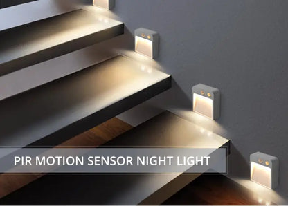 1PCS LED Night Light, AA Battery Powered Wall Lamp, PIR Motion Sensor, Auto On Off, Room, Cabinet, Stairs Decoration Lighting