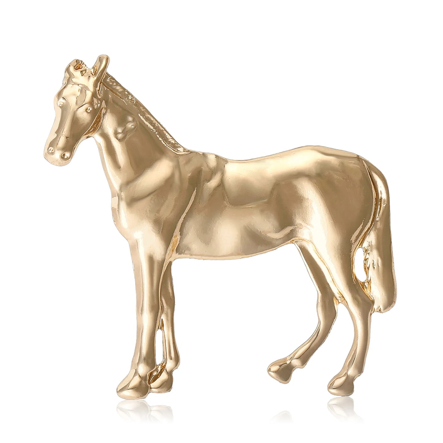 Beaut&Berry Fashion Glossy Horse Brooches for Women Unisex Animal Pins Casual Party Accessories Luxury Gifts New Event Friends