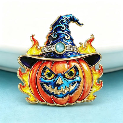 Wuli&baby Witch Pumpkin Lantern Brooches For Women Unisex Lovely Halloween Party Casual Brooch Pin Gifts