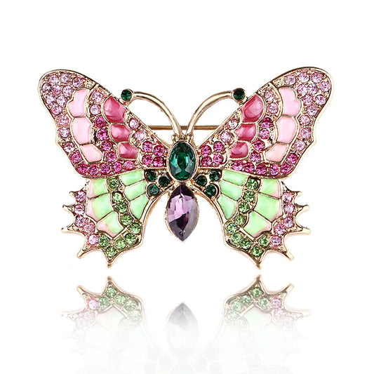 Classic Rhinestone Butterfly Brooches For Women Vintage Beauty Casual Brooch Pins Clothing Accessories Party Wedding Gifts