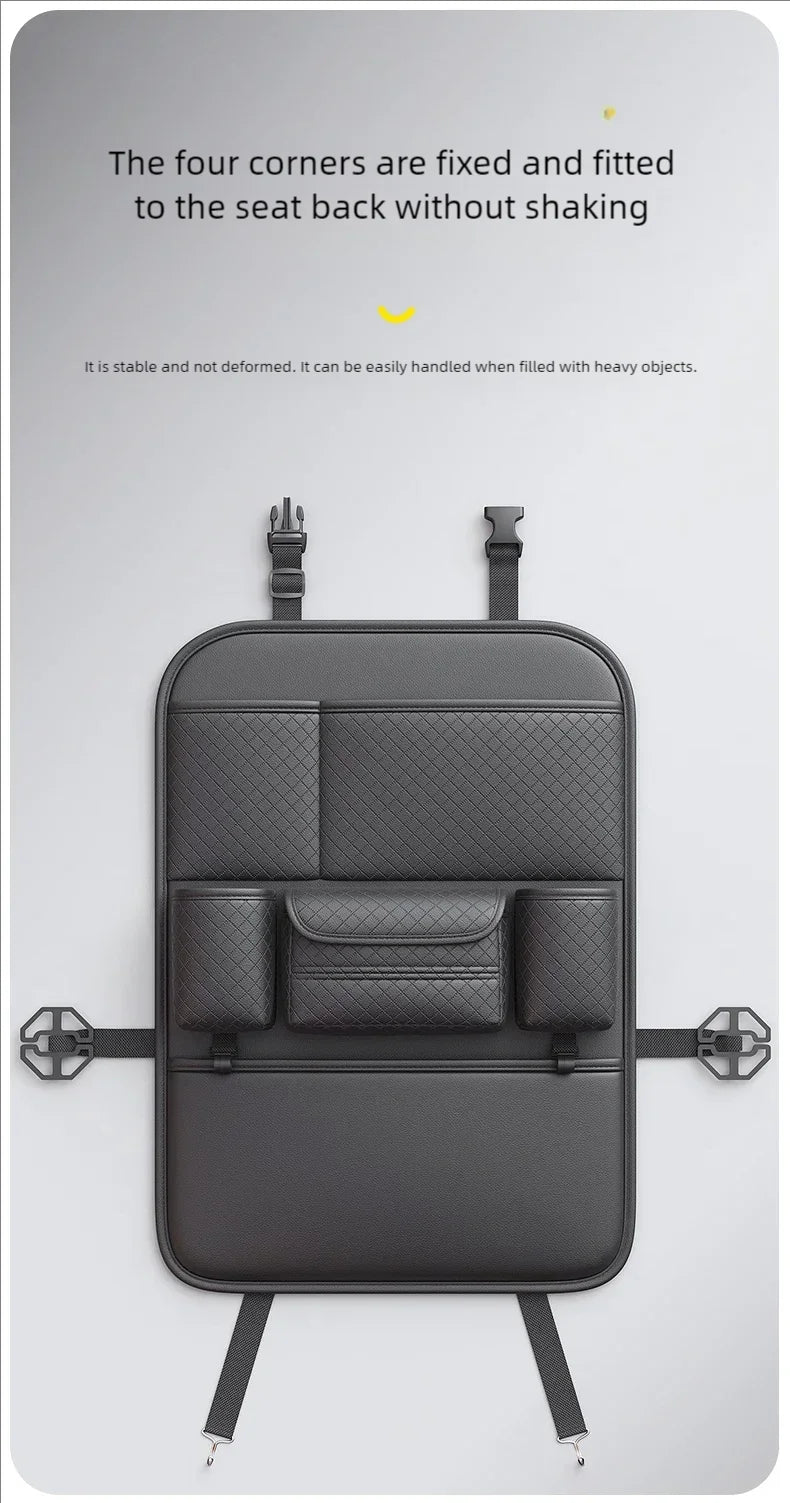 Multi-functional Car Seat Back Organizer High-Capacity Multi-Pocket Backseat Storage Bag Wear-Resistant Anti Kick Mat