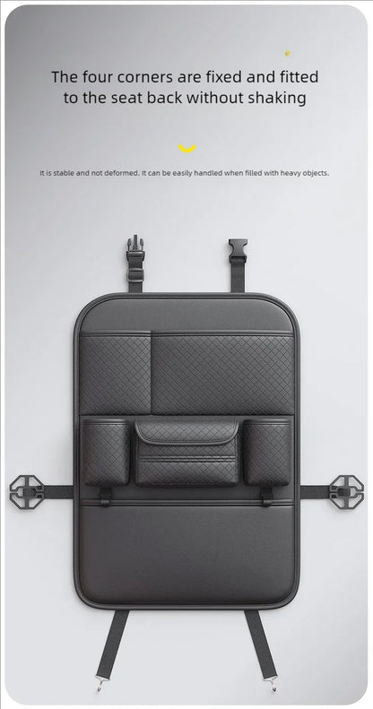 Multi-functional Car Seat Back Organizer High-Capacity Multi-Pocket Backseat Storage Bag Wear-Resistant Anti Kick Mat