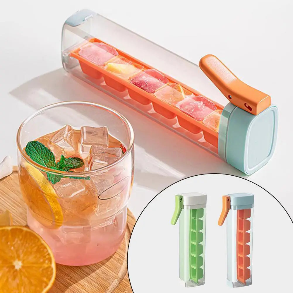 Creative One-Handed Ice Cube Mold Household Ice Making Artifact with 6 Compartments Ice Storage Box for Refrigerator