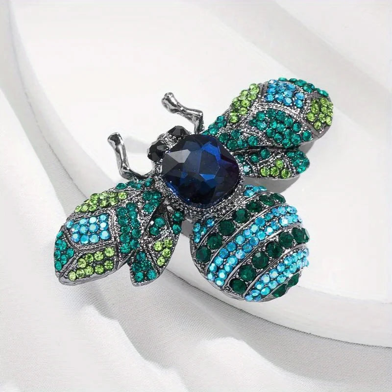 SKEDS Luxury Exaggerated Vintage Women Girls Crystal Bee Brooch Pin Fashion Elegant Lady Exquisite Insect Rhinestone Badges