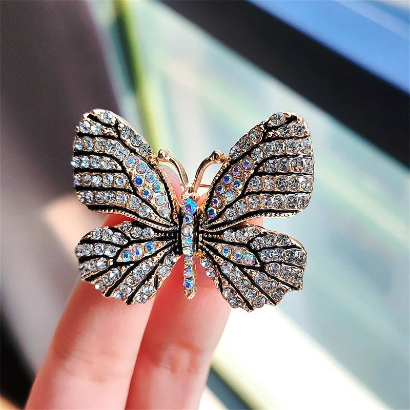 Classic Rhinestone Butterfly Brooches For Women Vintage Beauty Casual Brooch Pins Clothing Accessories Party Wedding Gifts