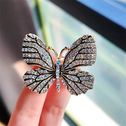Classic Rhinestone Butterfly Brooches For Women Vintage Beauty Casual Brooch Pins Clothing Accessories Party Wedding Gifts