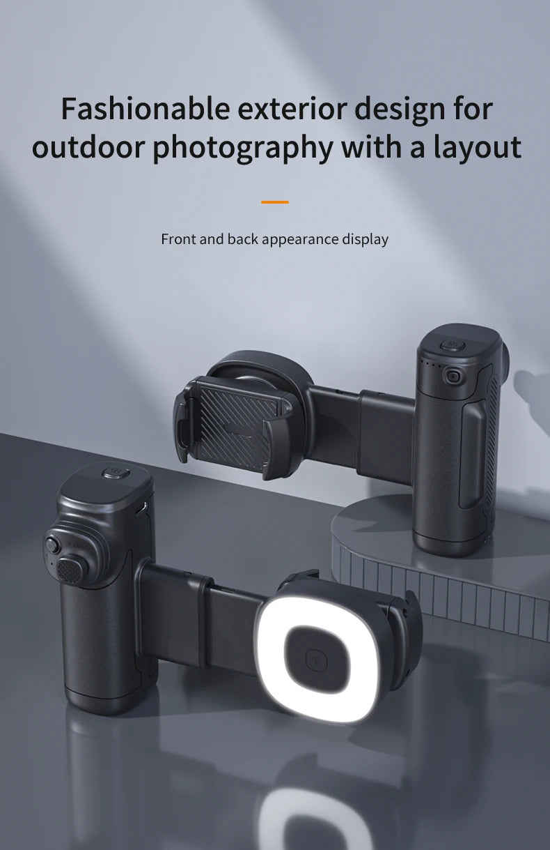 Single-Axis Phone Grip with Bluetooth LED Selfie Light, Adjustable Angle for Smartphone Photography, Video Live Streaming
