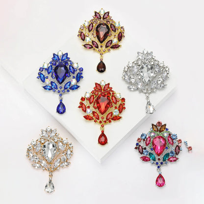 Beaut&Berry Rhinestone Luxury Brooches for Women Unisex Crystal Glass Pendant Pins Office Party Friend Gifts Jewelry Accessories
