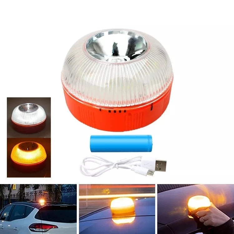 Car Emergency Beacon Light USB Rechargeable Magnetic Induction Auto Strobe Flashing Warning Light Help Flash Safety Signal Lamp