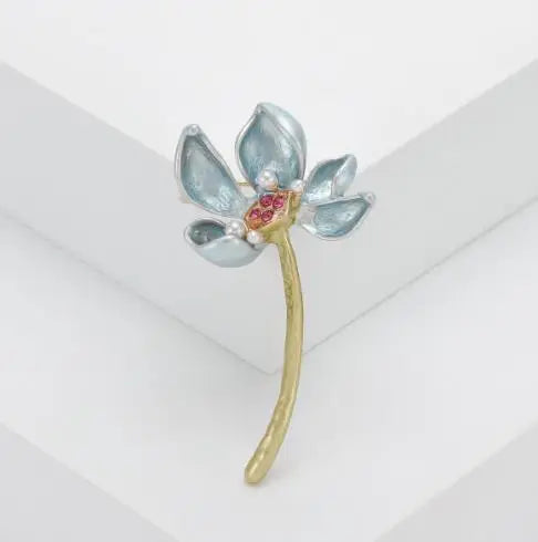 Resin Tulip Brooch for Women Unisex Rhinestone Flower Pin Pearl Plant Lapel Pin Banquet Party Backpack Gifts Jewelry Accessories