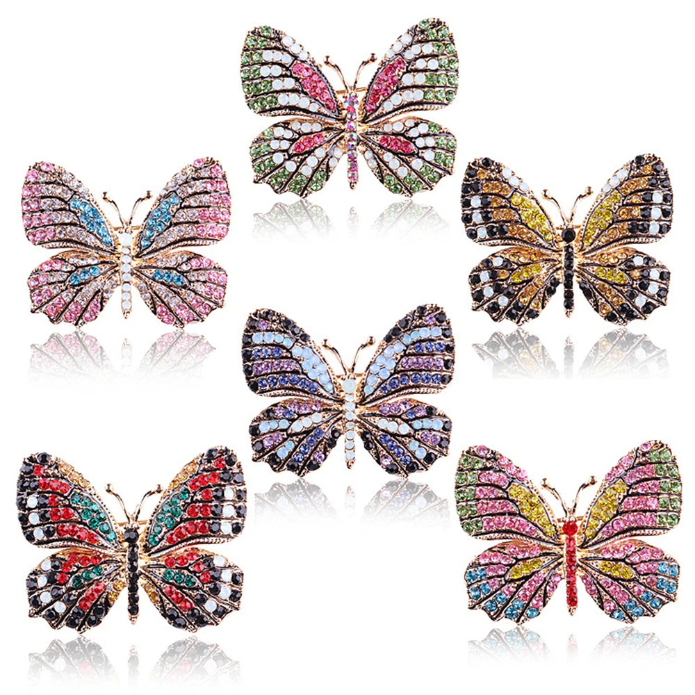 Classic Rhinestone Butterfly Brooches For Women Vintage Beauty Casual Brooch Pins Clothing Accessories Party Wedding Gifts