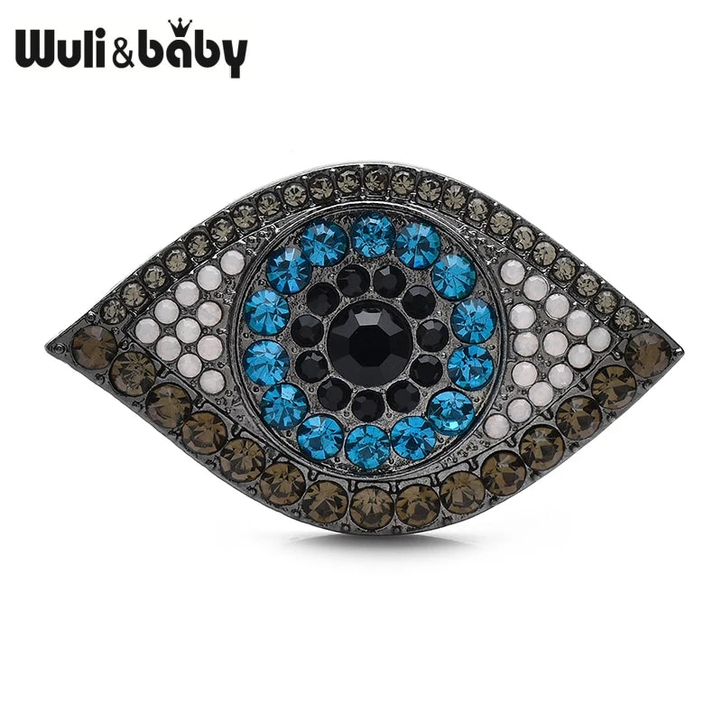 Wuli&baby Charming Eye Brooches Pins For Women Unisex 2-color Sparkling Rhinestone Eye Party Office Brooch Pin Gifts