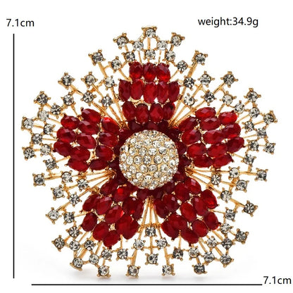 Wuli&baby Big Beautiful Flower Brooches 3-color Charming Shining Plants Brooch For Women's Clothes Party Pins Gifts